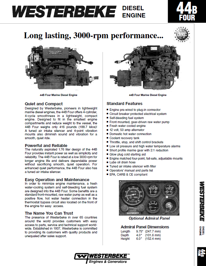 ENG Westerbeke 44B Four Specifications