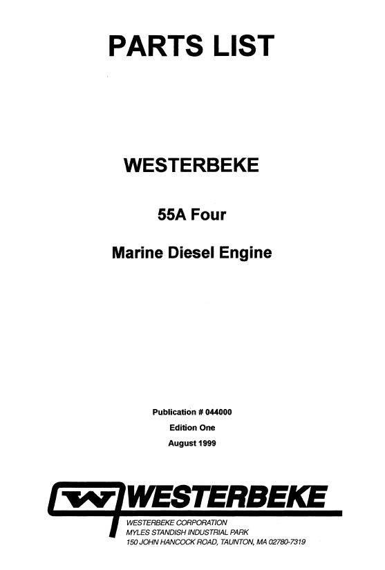 ENG Westerbeke 55A Parts List