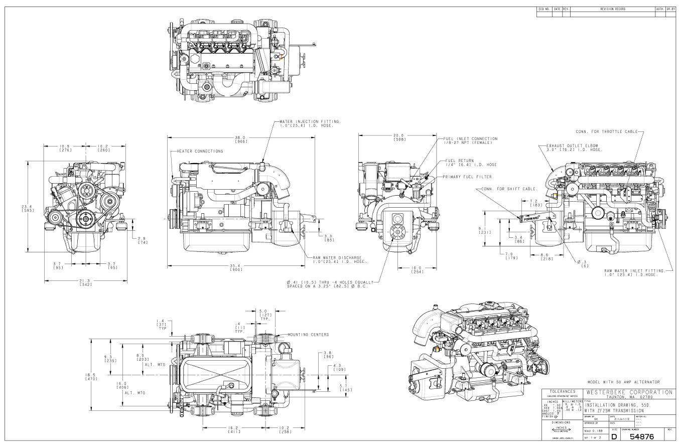 ENG Westerbeke 55D Illustration Drawing