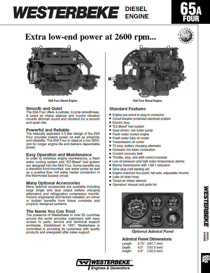 ENG Westerbeke 65A Specifications