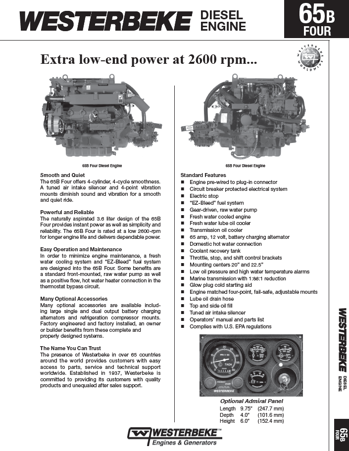 ENG Westerbeke 65B Four Specifications
