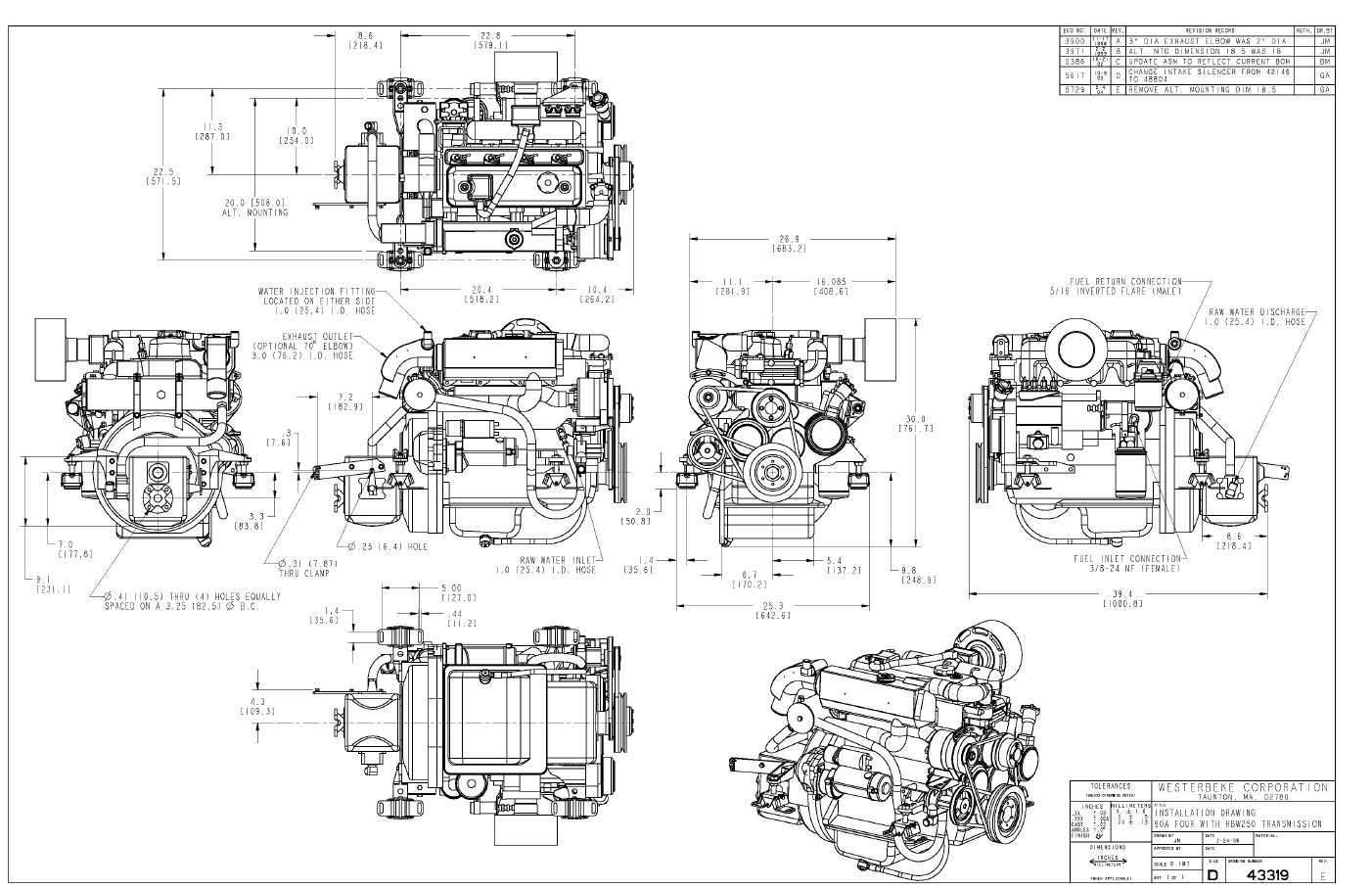 ENG Westerbeke 90a four Installation Drawing