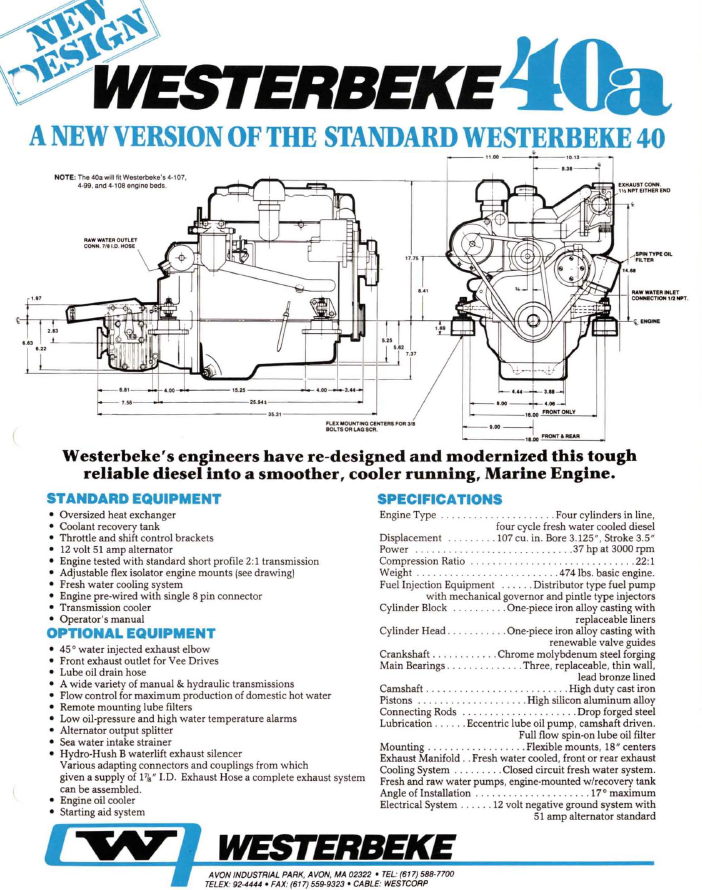 ENG Westerbeke W40A Specifications
