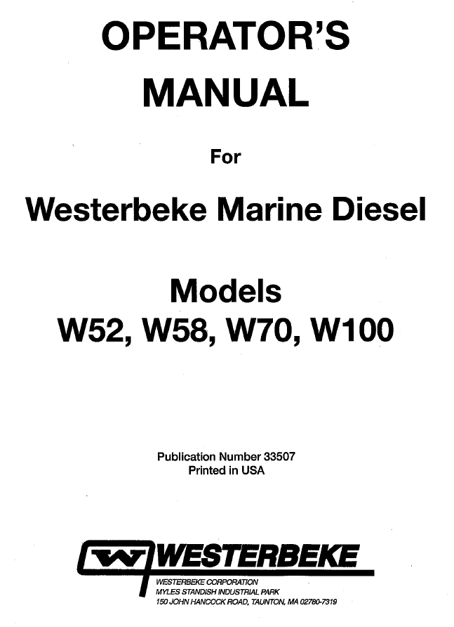 ENG Westerbeke W52-58-70-100 Operators Manual