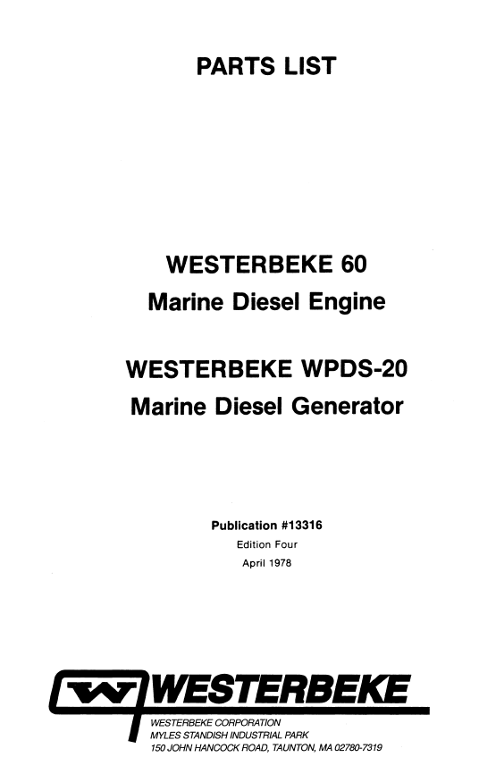 ENG Westerbeke W60 Parts List