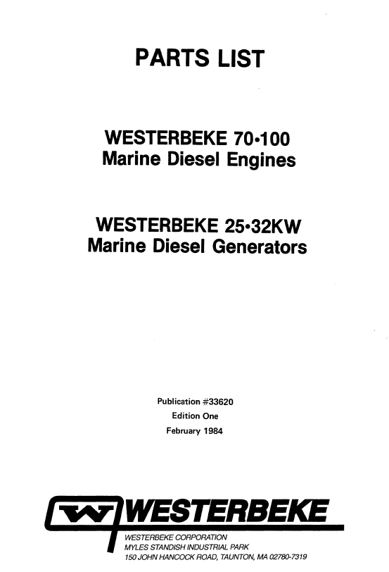 ENG Westerbeke W70 Parts List