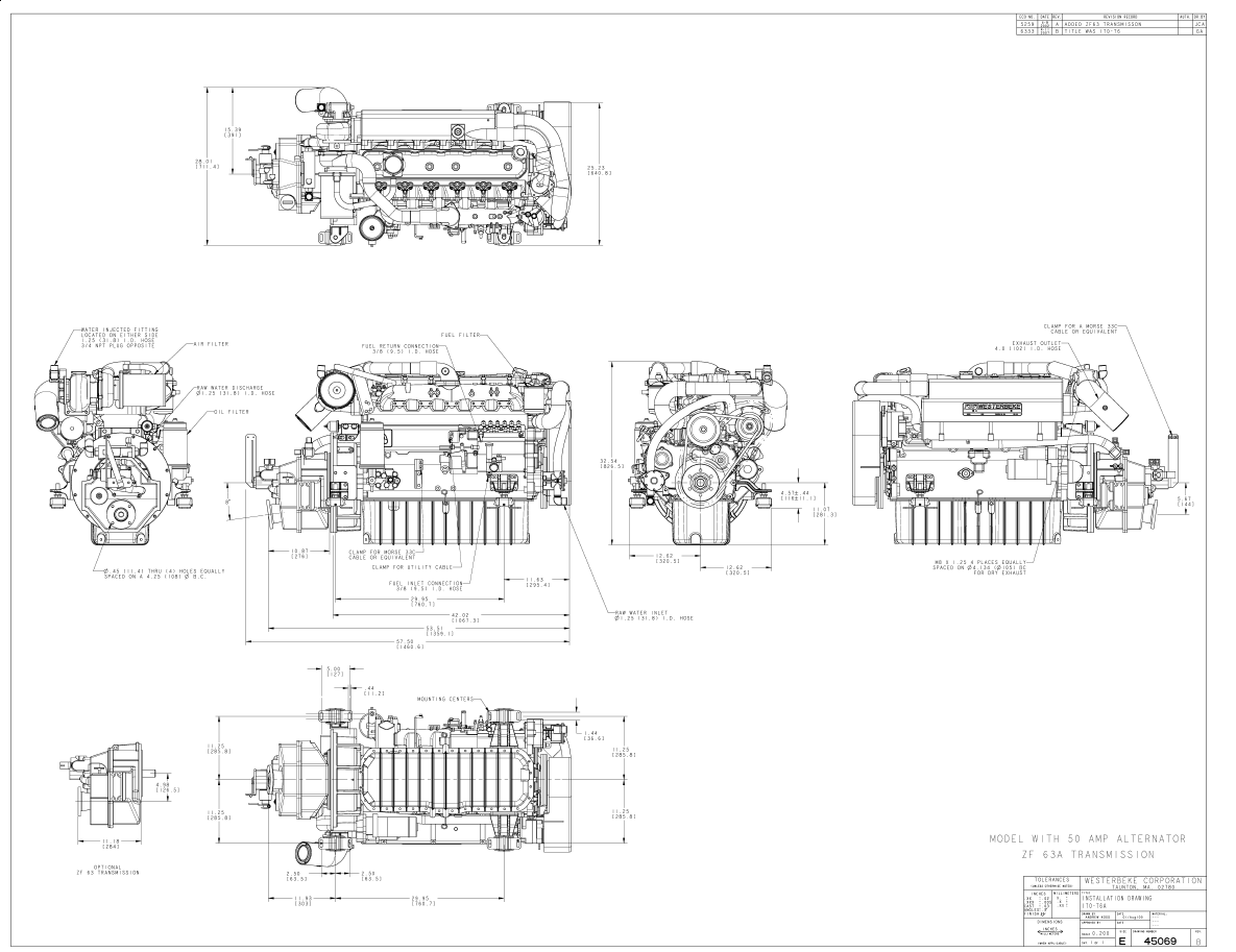 ENG Westerbeke ZF 63A Installation Drawing